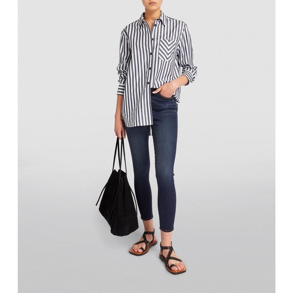 Rag & Bone Jeans Womens 26 High Rise‎ Skinny Dark Blue Wash Stretch Pockets Belt - Picture 3 of 16